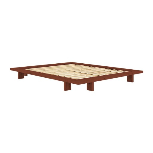 Pat matrimonial teracotă din lemn de pin fără tăblie cu somieră 160x200 cm Japan – Karup Design