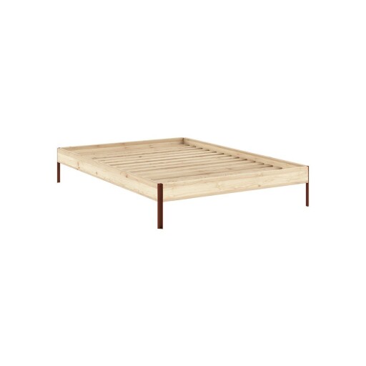 Pat matrimonial în culoare naturală din lemn de pin fără tăblie cu somieră 140x200 cm Core – Karup Design