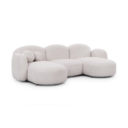 Colțar crem cu tapițerie din țesătură bouclé (în formă de "U") Orbit – Ropez