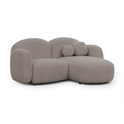 Colțar gri cu tapițerie din țesătură bouclé (cu colț pe partea dreaptă/cu șezlong) Orbit – Ropez