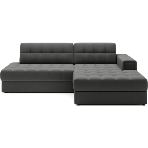 Colțar taupe extensibil cu tapițerie din catifea (cu colț pe partea dreaptă/cu șezlong) Blezalt – ELTAP