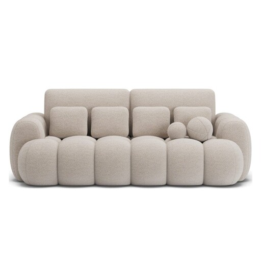 Canapea bej extensibilă cu tapițerie din țesătură bouclé 256 cm Cotonn – ELTAP