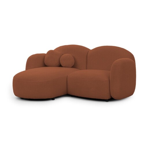 Colțar teracotă cu tapițerie din țesătură bouclé (cu colț pe partea stângă/cu șezlong) Orbit – Ropez