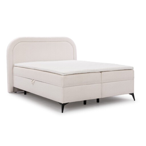 Pat boxspring alb cu spațiu de depozitare 200x200 cm Ornes – Ropez