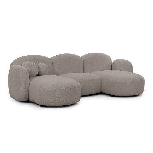 Colțar gri cu tapițerie din țesătură bouclé (în formă de "U") Orbit – Ropez