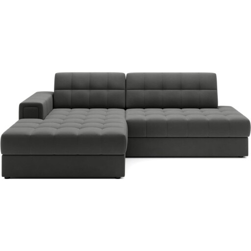 Colțar taupe extensibil cu tapițerie din catifea (cu colț pe partea stângă/cu șezlong) Blezalt – ELTAP
