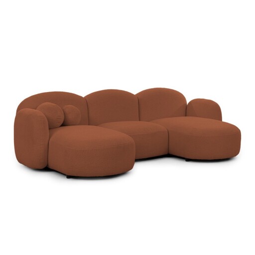 Colțar teracotă cu tapițerie din țesătură bouclé (în formă de "U") Orbit – Ropez