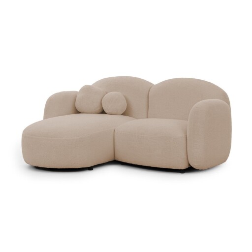 Colțar maro deschis cu tapițerie din țesătură bouclé (cu colț pe partea stângă/cu șezlong) Orbit – Ropez