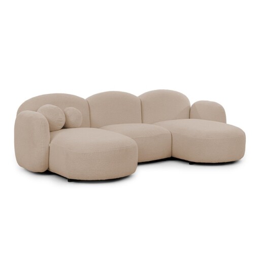 Colțar maro deschis cu tapițerie din țesătură bouclé (în formă de "U") Orbit – Ropez
