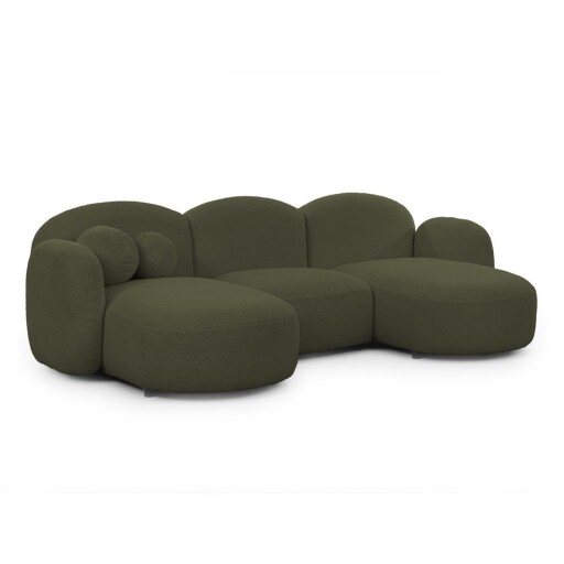 Colțar verde cu tapițerie din țesătură bouclé (în formă de "U") Orbit – Ropez