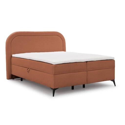 Pat boxspring portocaliu cu spațiu de depozitare 160x200 cm Ornes – Ropez