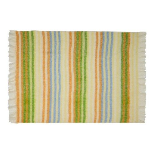 Pătură galbenă/verde din amestesc de lână 140x200 cm Loom – Hübsch