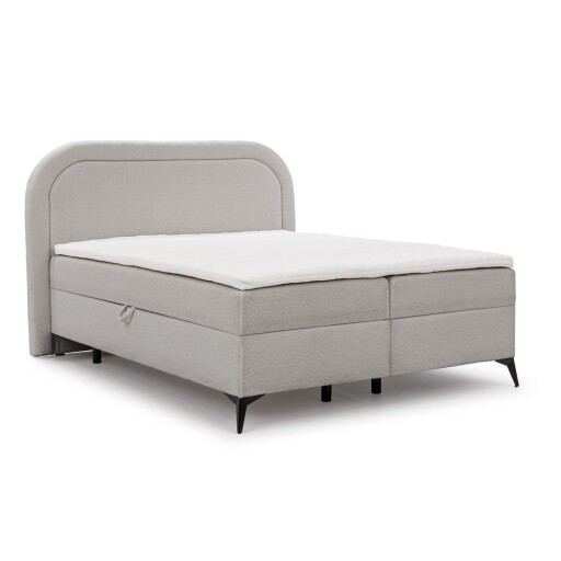 Pat boxspring gri deschis cu spațiu de depozitare 200x200 cm Ornes – Ropez