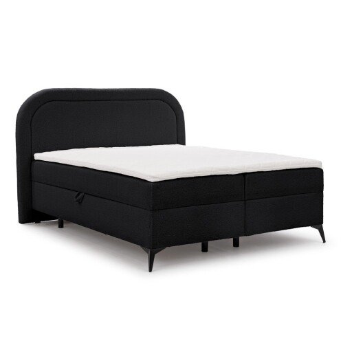 Pat boxspring negru cu spațiu de depozitare 160x200 cm Ornes – Ropez