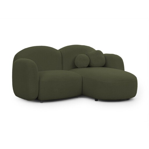 Colțar verde cu tapițerie din țesătură bouclé (cu colț pe partea dreaptă/cu șezlong) Orbit – Ropez