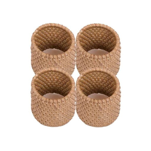 Set 4 inele din ratan pentru șervețele Tiseco Home Studio, natural