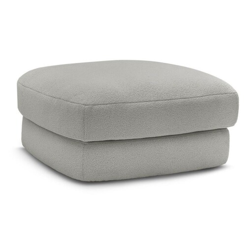Taburet gri deschis cu tapițerie din țesătură bouclé Leonore – Bobochic Paris