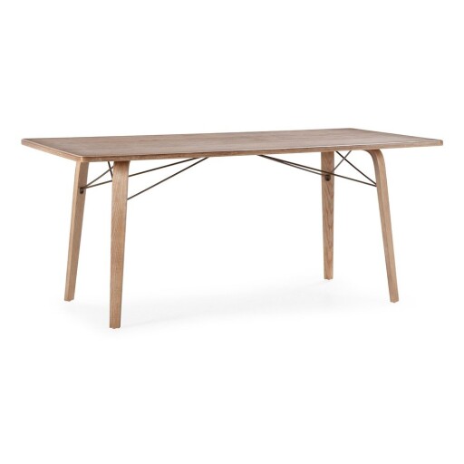 Masă de dining cu blat cu aspect de lemn de stejar 90x180 cm Lujan – MOME