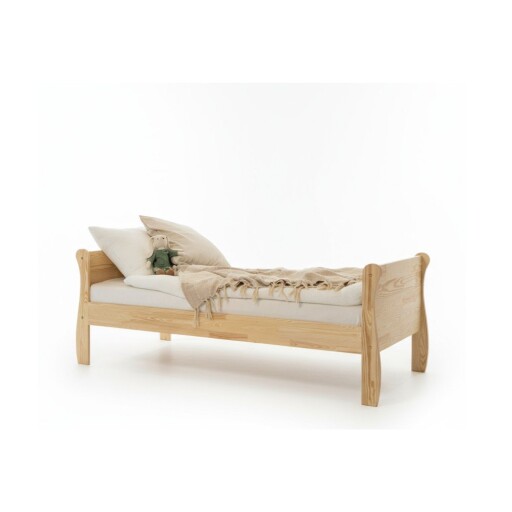 Pat pentru copii în culoare naturală din lemn de pin cu somieră 90x190 cm Roma – Adeko