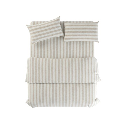 Lenjerie de pat gri deschis/crem din in pentru pat dublu 200x200 cm Natural Stripes – Native Natural