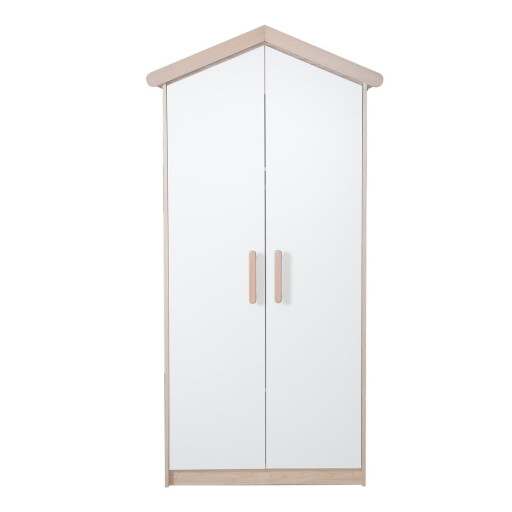 Șifonier de copii alb-în culoare naturală cu aspect de lemn de stejar 96x190x50 cm Cabane – Roba