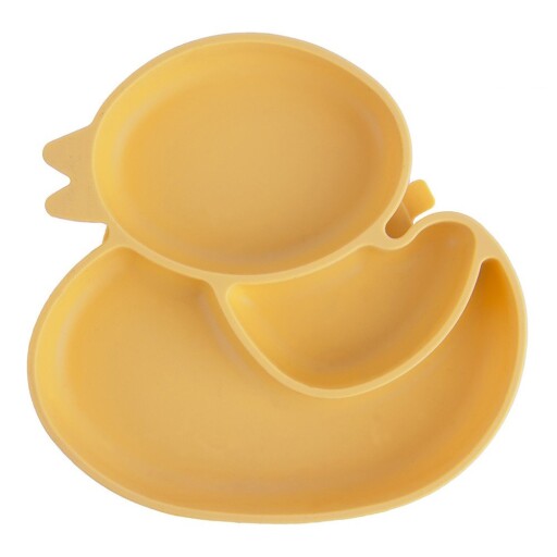 Farfurie pentru copii galbenă din silicon 19x19,5 cm Chicken – Orion