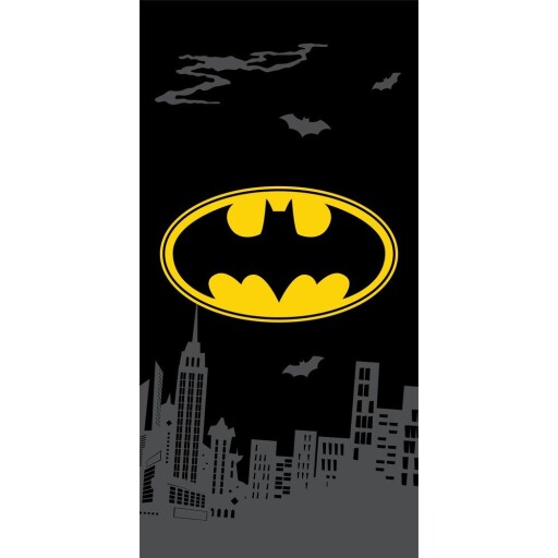 Prosop pentru copii negru din bumbac 70x140 cm Batman "The Emblem" – Jerry Fabrics