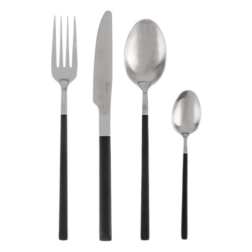 Tacâmuri negre-argintii din oțel inoxidabil 24 buc. Skandi – Orion
