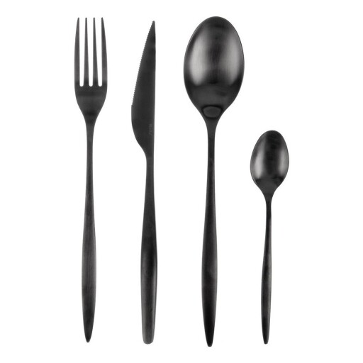 Tacâmuri negre din oțel inoxidabil 24 buc. – Orion