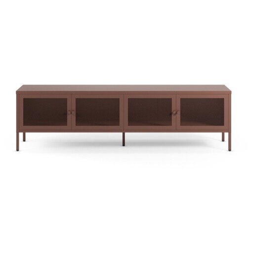 Comodă TV burgundy din metal 160x50x35 cm Fayna – Marckeric