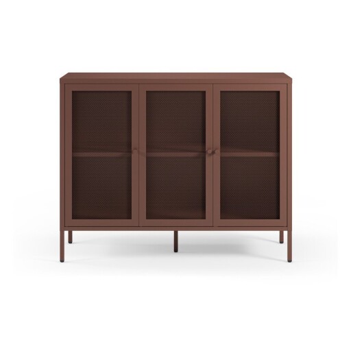 Comodă burgundy din metal 121x90x40 cm Fayna – Marckeric