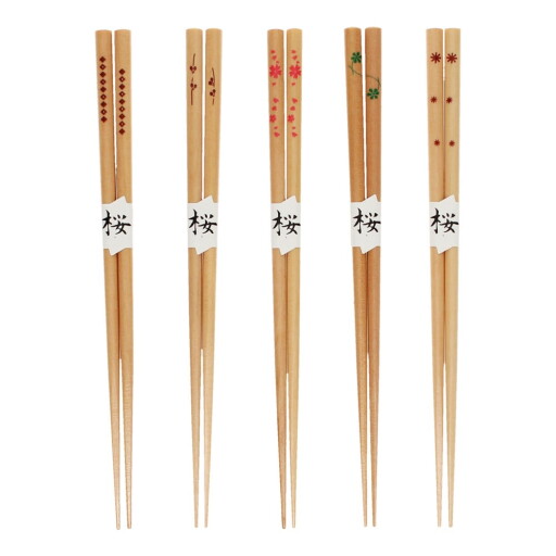 Set de bețe chinezești în culoare naturală din lemn 5 buc. Delicate – Rex London