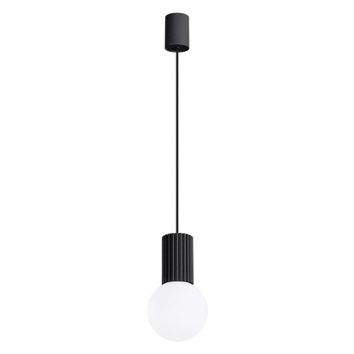 Lustră neagră cu abajur din sticlă ø 12 cm Orbital – Sollux