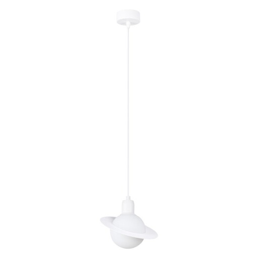 Lustră pentru copii albă cu abajur din sticlă ø 20 cm Mab – Sollux