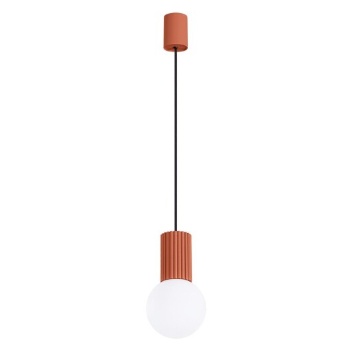 Lustră portocalie cu abajur din sticlă ø 12 cm Orbital – Sollux