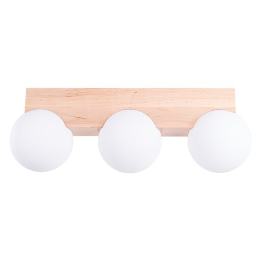 Plafonieră albă/în culoare naturală cu abajur din sticlă ø 12 cm Solum – Sollux