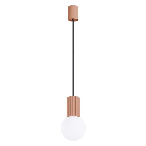 Lustră maro deschis cu abajur din sticlă ø 12 cm Orbital – Sollux