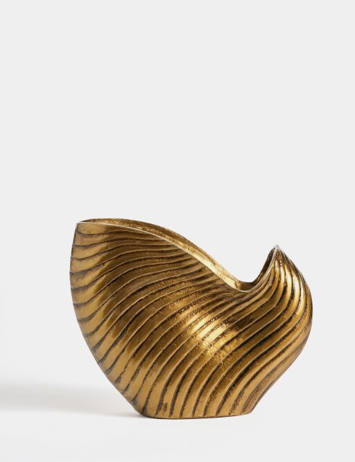 Decoratiune, Oyster, 9x23x28 cm, Poliester, Aur antic