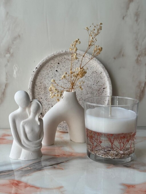 Set de lumanari, Glamour Candle 31ST, Beton, Alb