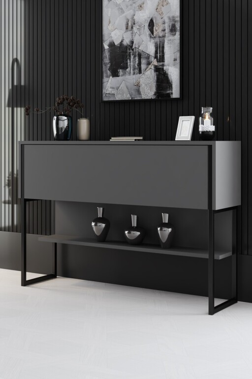 Dulap, Hanah Home, Luxe, 120x80x30 cm, PAL, Negru / Antracit
