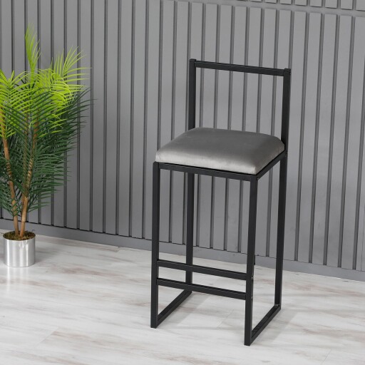 Scaun de bar, Hanah Home, Nordic, 35x84x35 cm, Metal, Gri