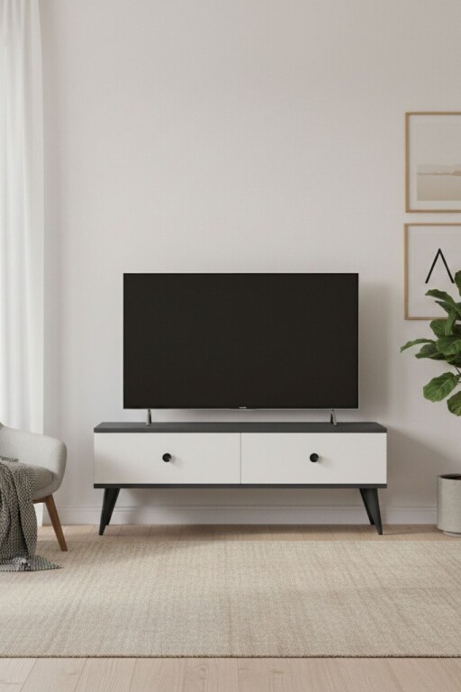 Comoda TV, Hanah Home, Mona 120, 120x40.5x32 cm, PAL , Antracit/Alb