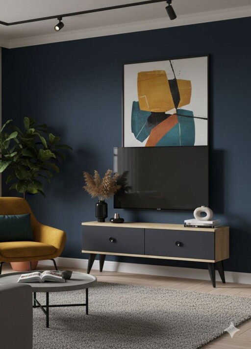 Comoda TV, Hanah Home, Mona 120, 120x40.5x32 cm, PAL , Stejar safir / Antracit