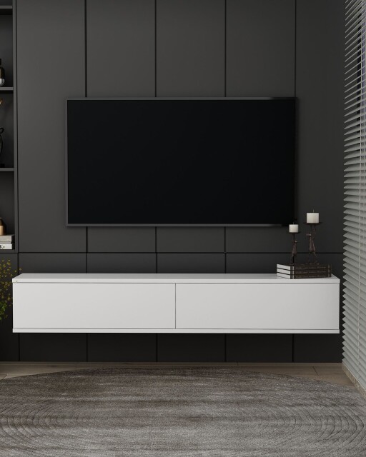 Comoda TV, Hanah Home, Aris, 120x25.8x29.6 cm, PAL , Alb