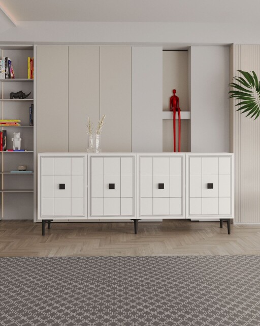 Consola, Hanah Home, Yuka 150, 150x75x32 cm, PAL , Alb