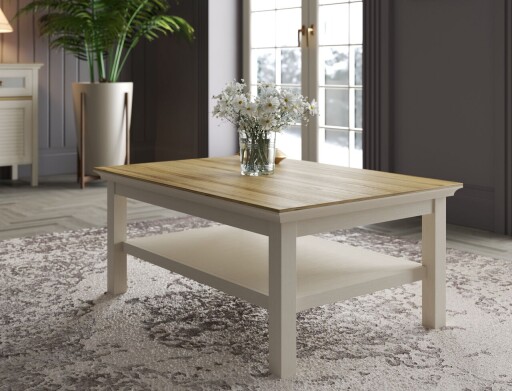 Masuta de cafea, Hanah Home, FRN-21024, 100.2x43.6x70.2 cm, PAL, Crem / Stejar / Gri