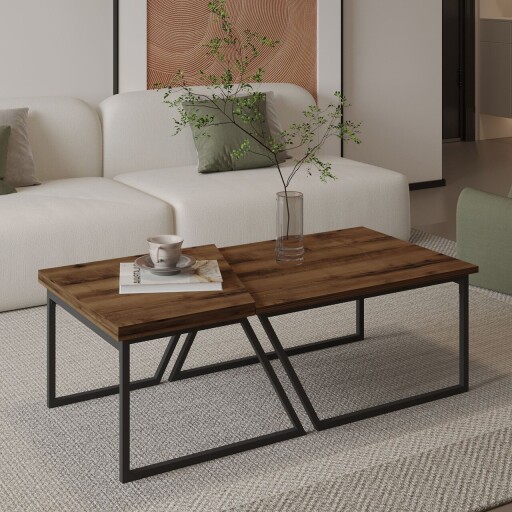 Set masute de cafea, Hanah Home, Verona P0024623, PAL, Nuc rustic