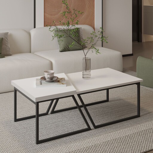 Set masute de cafea, Hanah Home, Verona P0024623, PAL, Alb