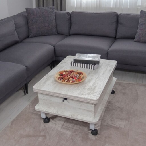 Masuta de cafea, Hanah Home, Dy Adt, 90x40x60 cm, PAL, Alb antic