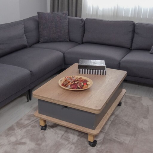 Masuta de cafea, Hanah Home, Nino, 90x40x60 cm, PAL, Alaska / Anthracite